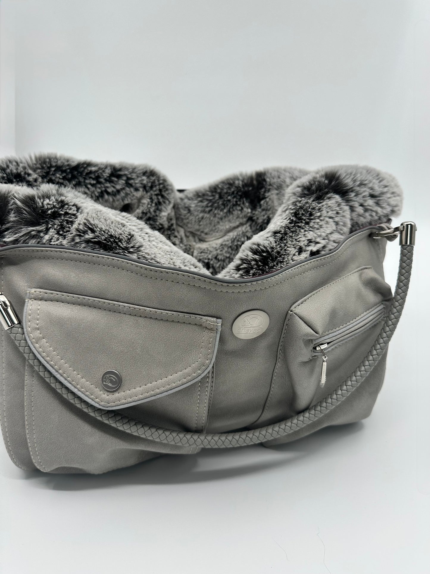 Hundetasche Weekender platingrey-wildberry, salt & pepper Inlay