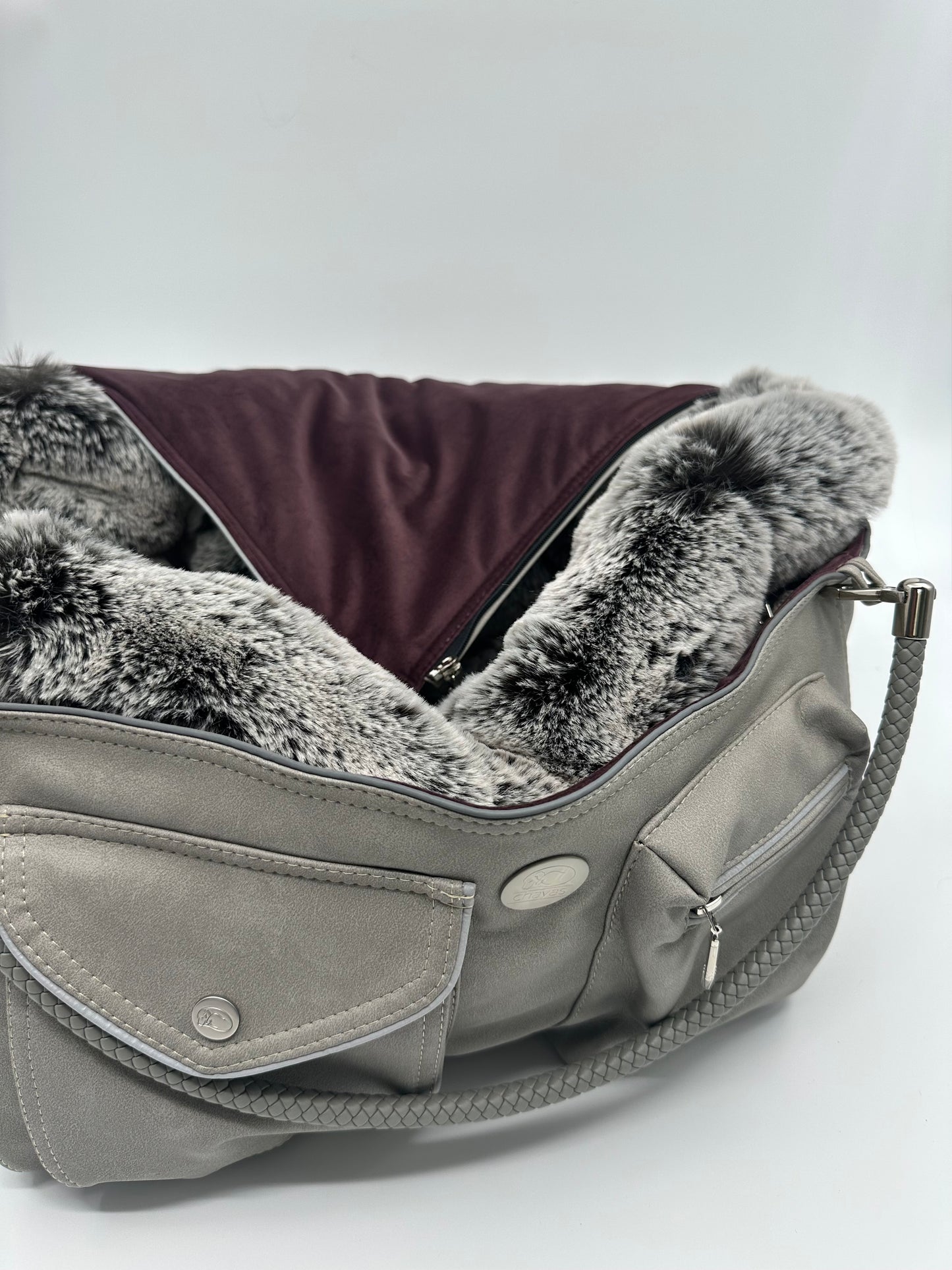 Hundetasche Weekender platingrey-wildberry, salt & pepper Inlay