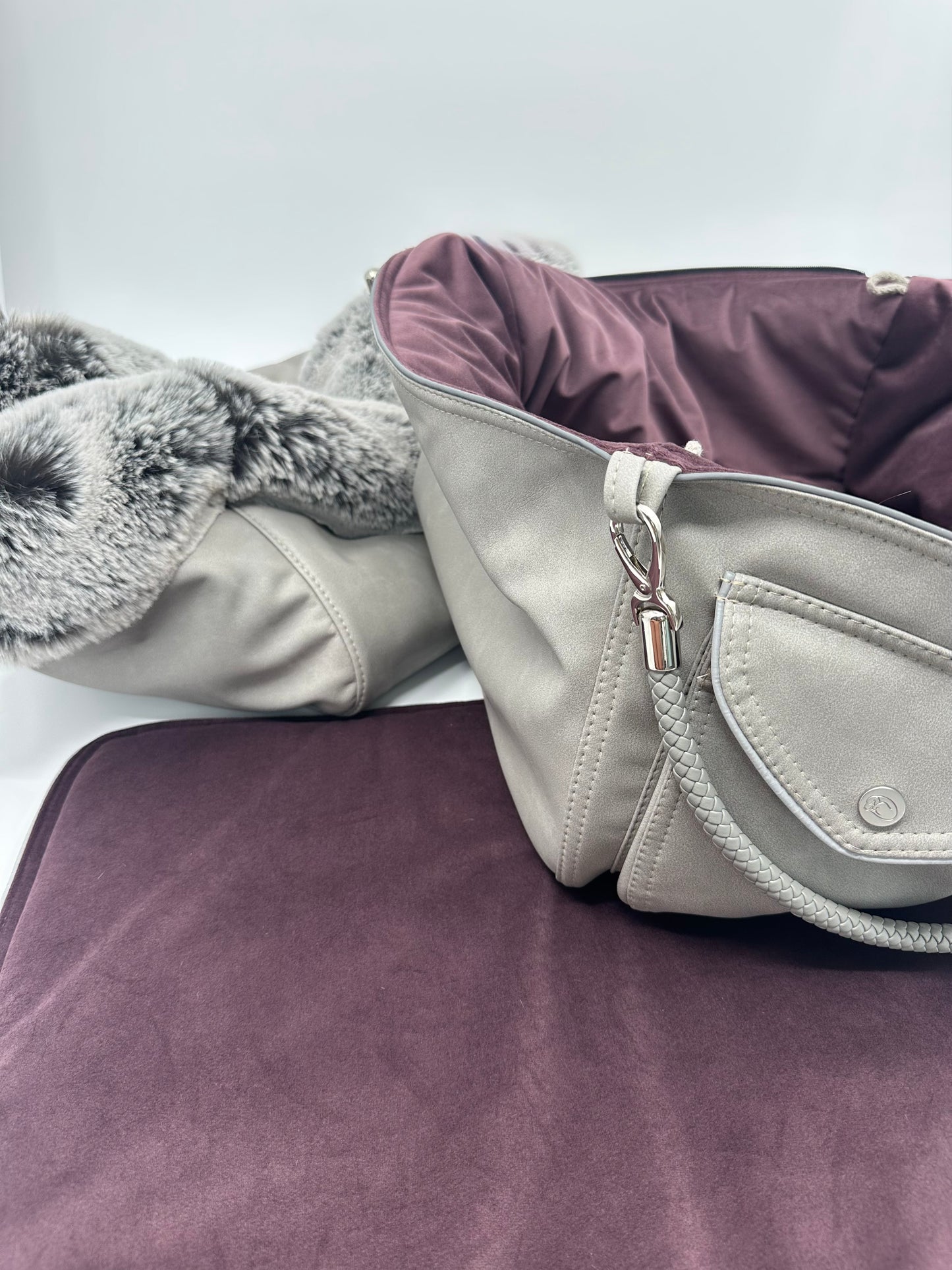 Hundetasche Weekender platingrey-wildberry, salt & pepper Inlay