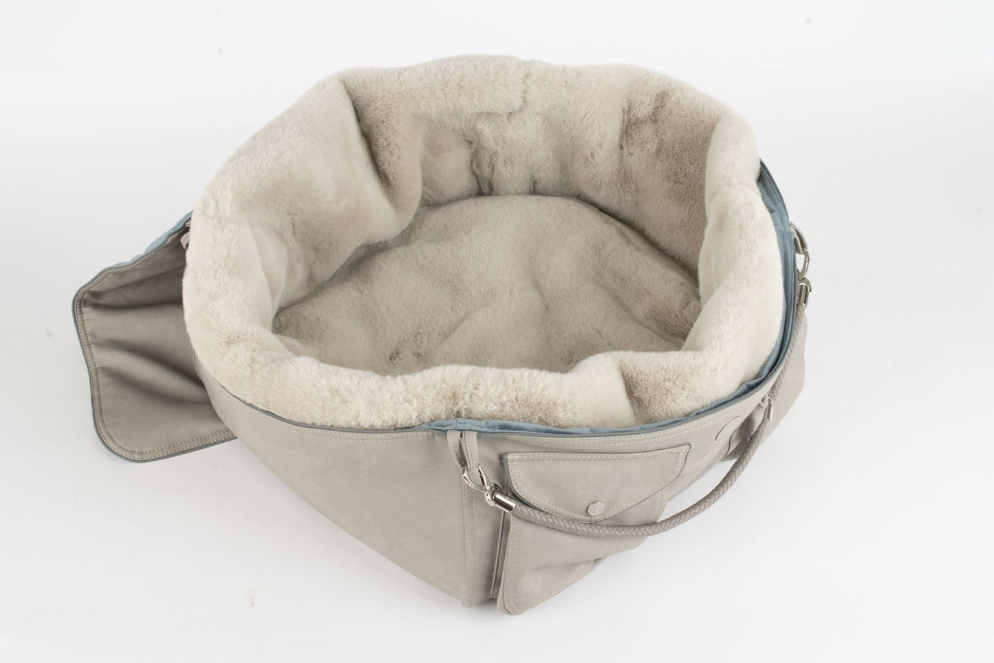 Hundetasche Weekender grey-iceblue, silver Inlay