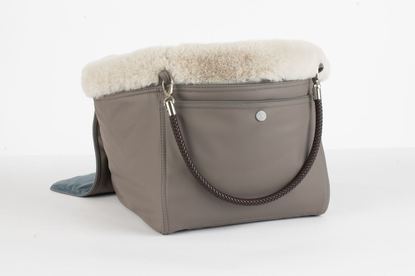 Hundetasche Weekender taupe-darkrose, silver Inlay
