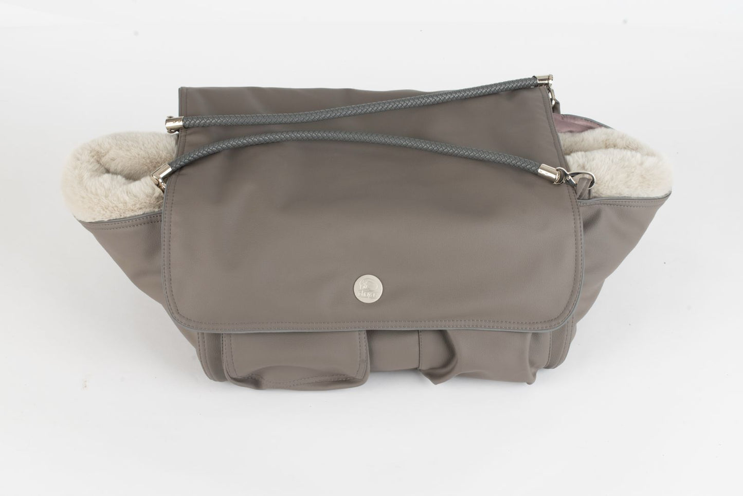 Hundetasche Weekender taupe-darkrose, silver Inlay
