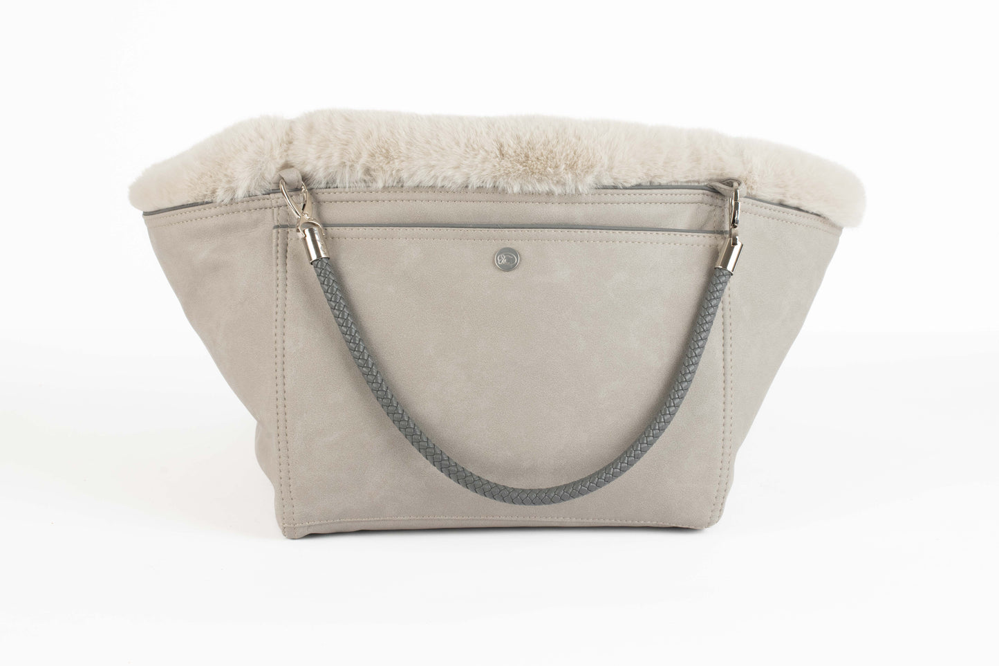 Hundetasche Weekender grey-iceblue, silver Inlay