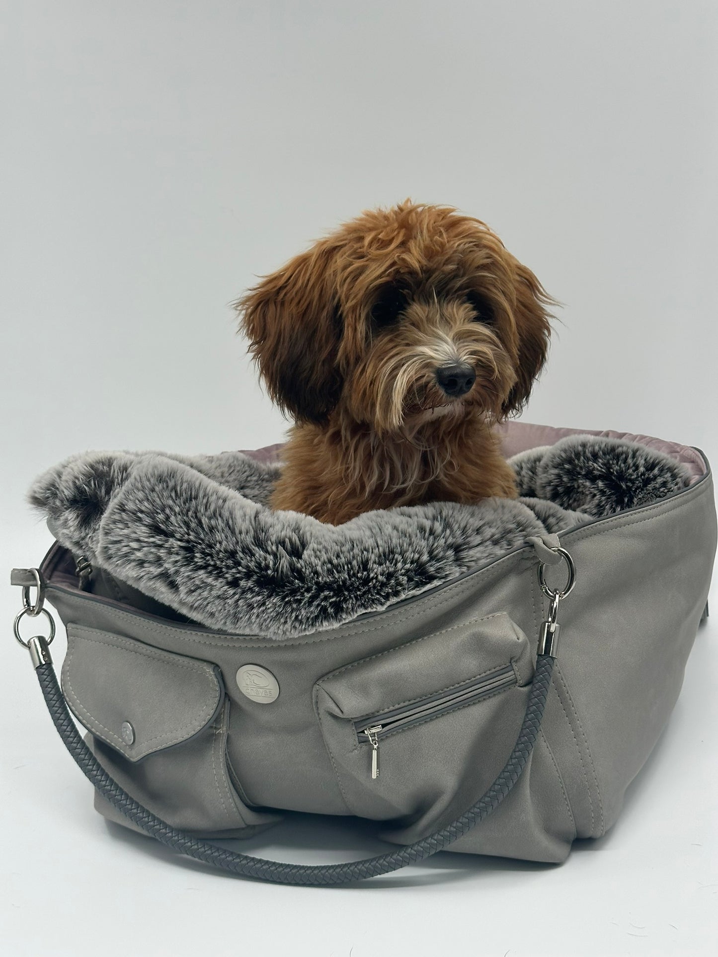 Hundetasche Weekender platingrey-wildberry, salt & pepper Inlay