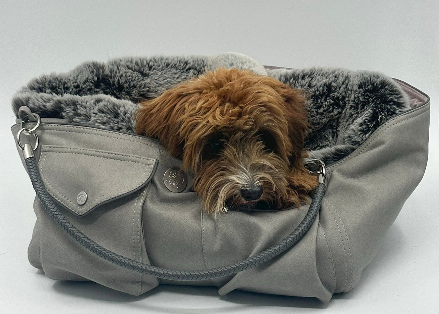Hundetasche Weekender platingrey-wildberry, salt & pepper Inlay