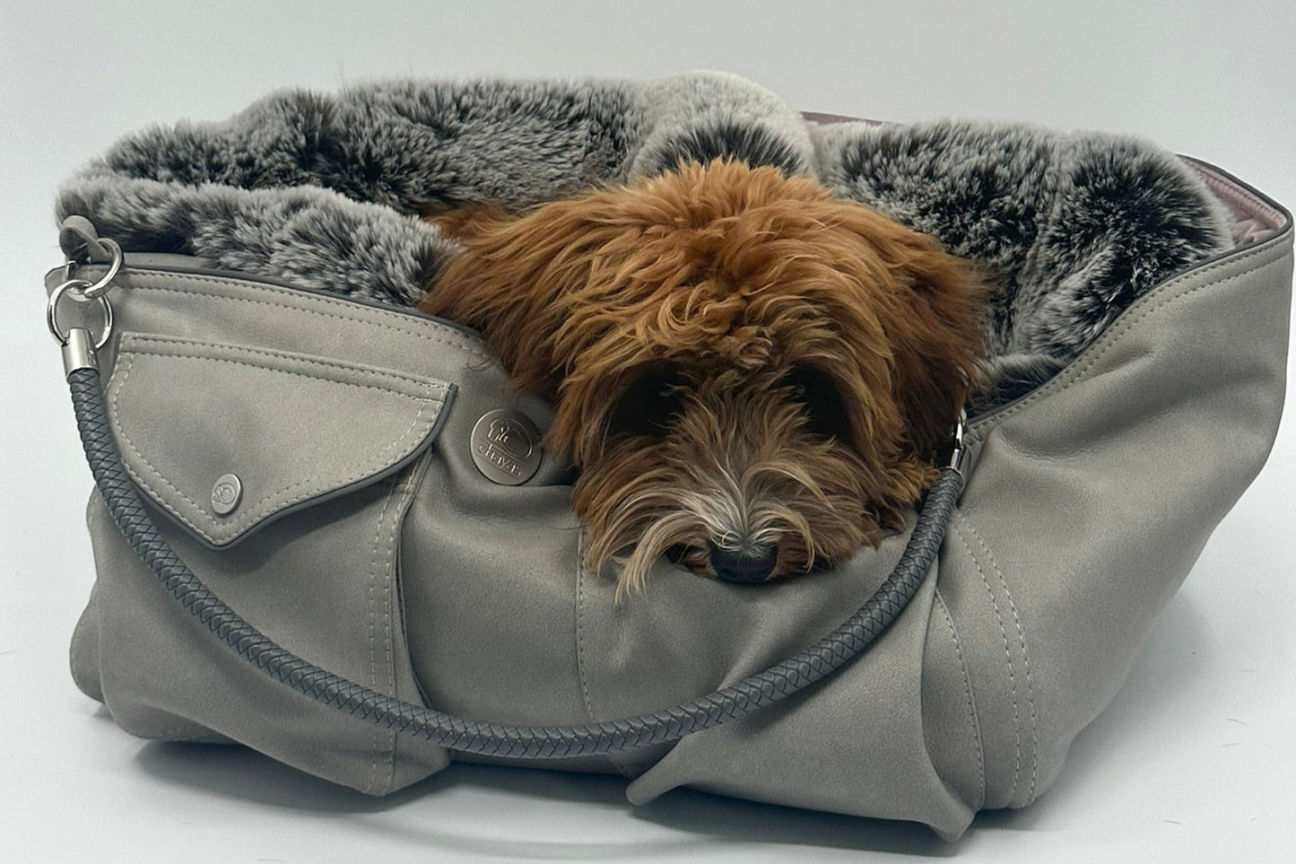 Hundetasche Weekender platingrey-wildberry, salt & pepper Inlay