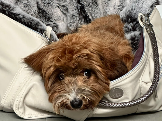 Hundetasche Weekender ice-dustyrose, salt & pepper Inlay
