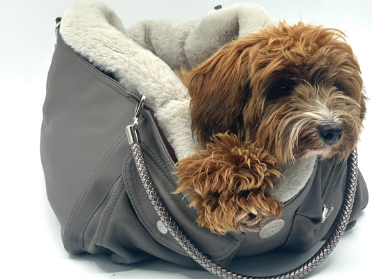Hundetasche Weekender taupe-wildberry, silverstone Inlay