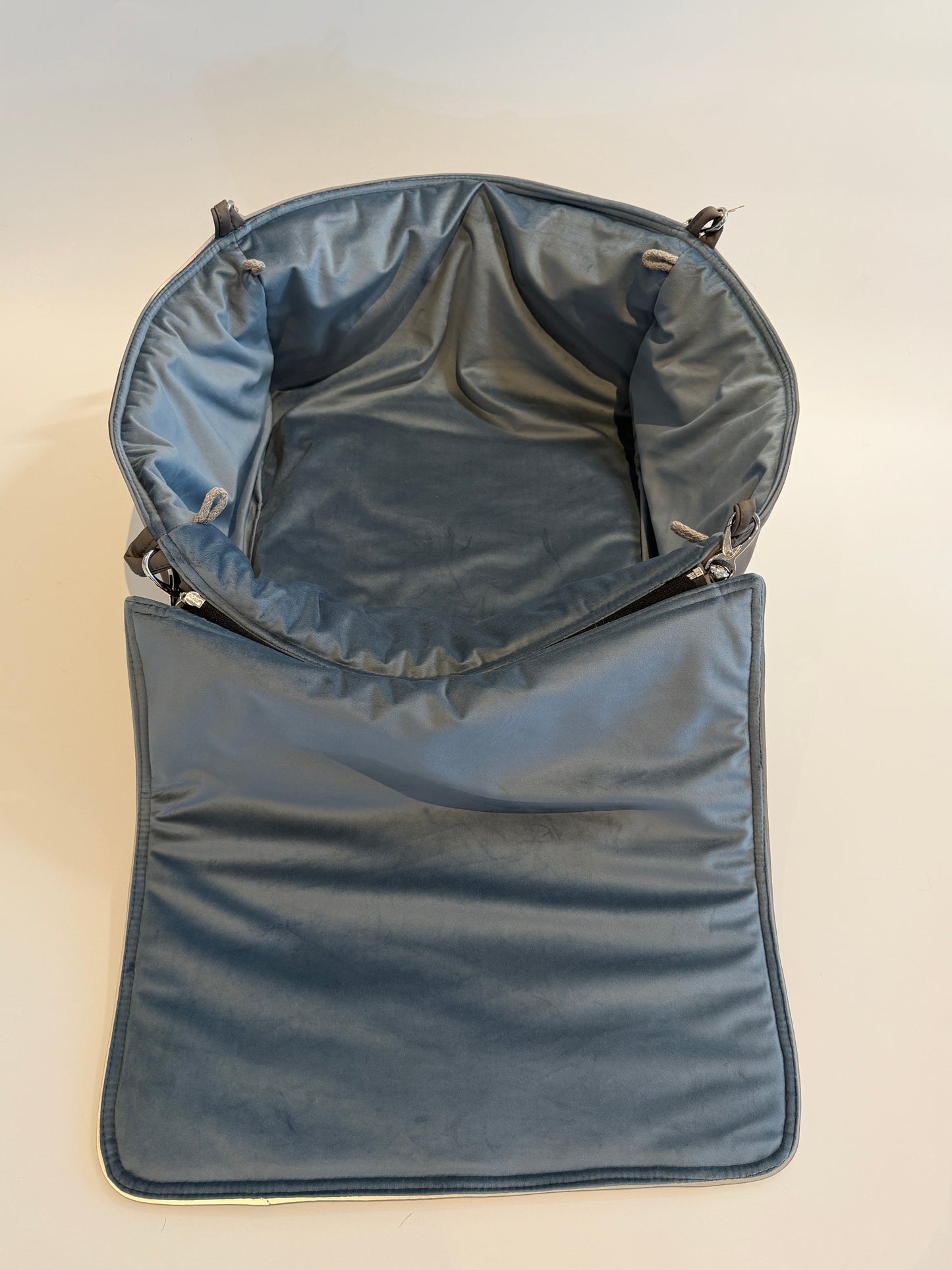 Hundetasche Weekender taupe-iceblue, silverstone Inlay