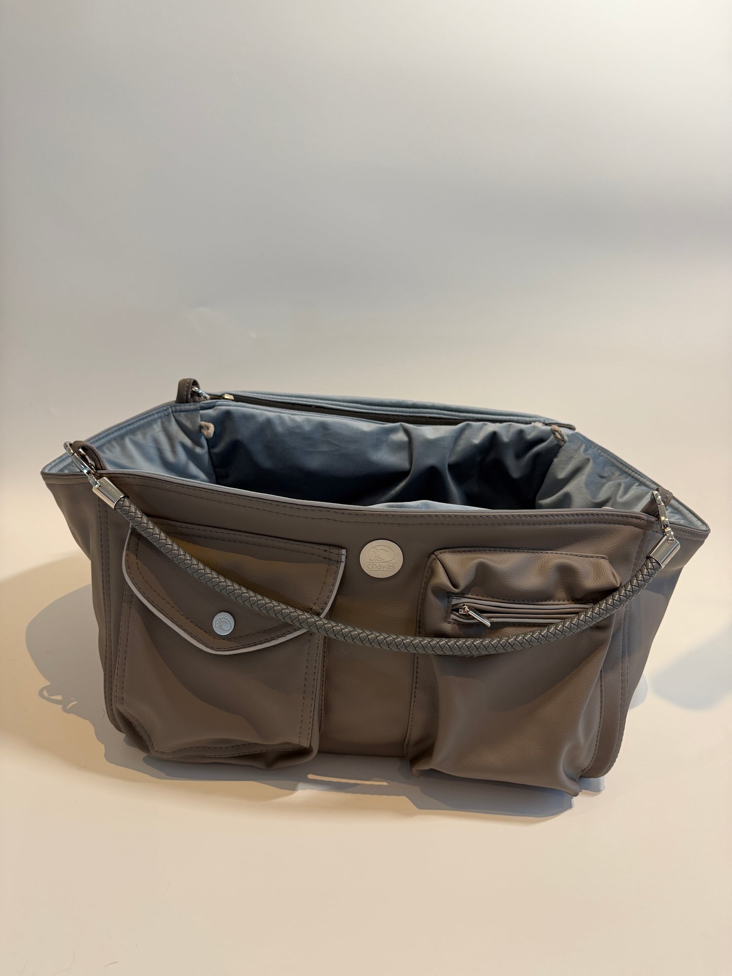 Hundetasche Weekender taupe-iceblue, silverstone Inlay