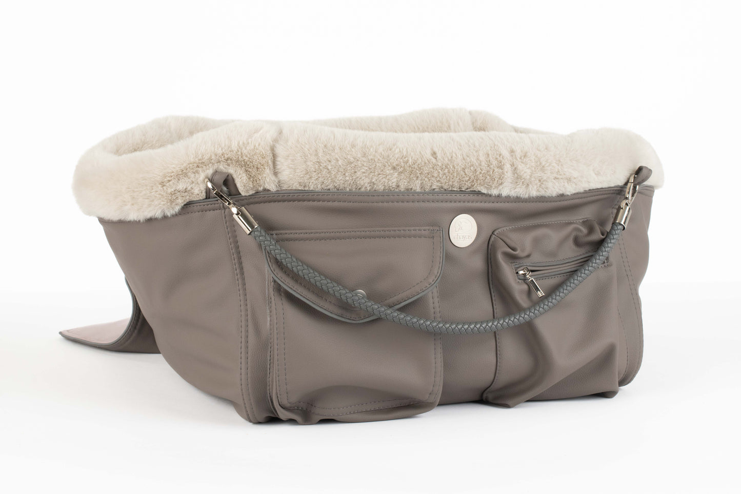 Hundetasche Weekender taupe-iceblue, silverstone Inlay