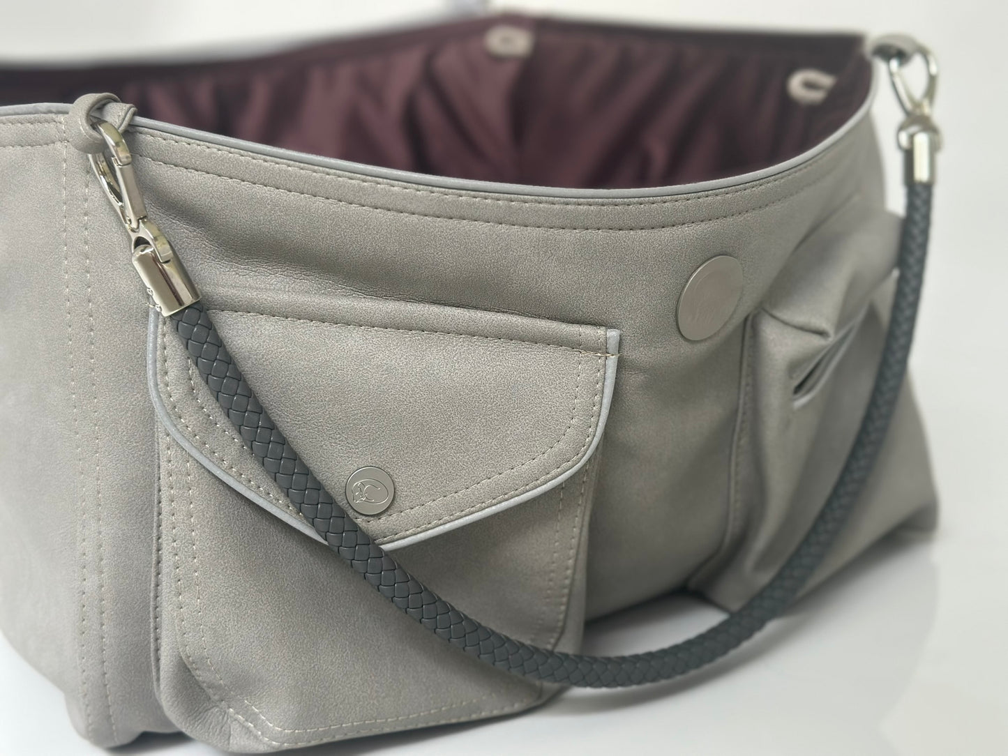 Hundetasche Weekender platingrey-wildberry, silver Inlay