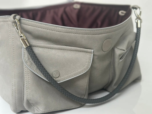 Hundetasche Weekender platingrey-wildberry, salt & pepper Inlay
