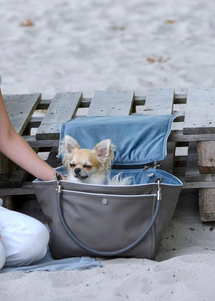 Hundetasche Weekender taupe-iceblue, silverstone Inlay