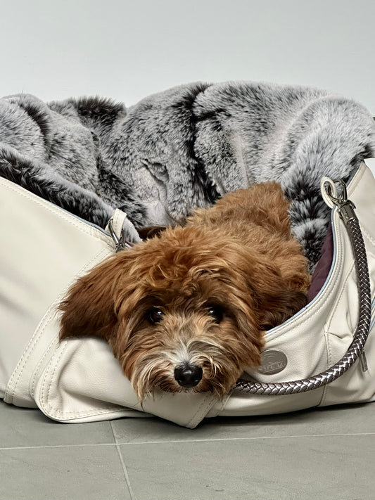 Hundetasche Weekender ice-dustyrose, salt & pepper Inlay