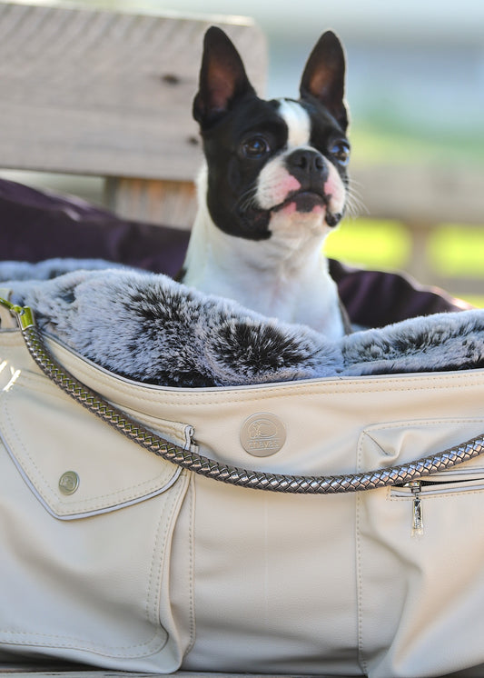 Hundetasche Weekender ice-dustyrose, salt & pepper Inlay