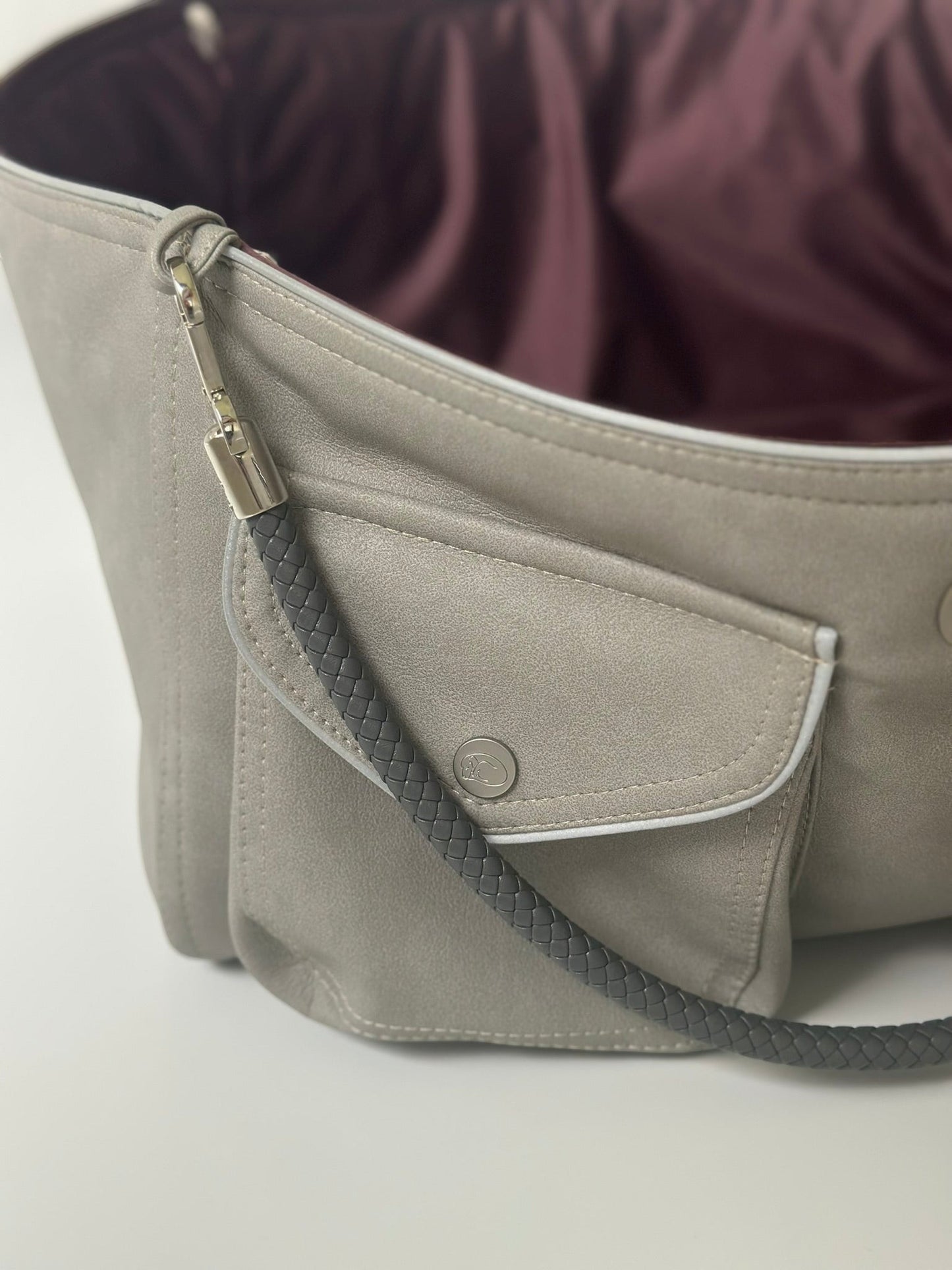 Hundetasche Weekender platingrey-wildberry, silver Inlay