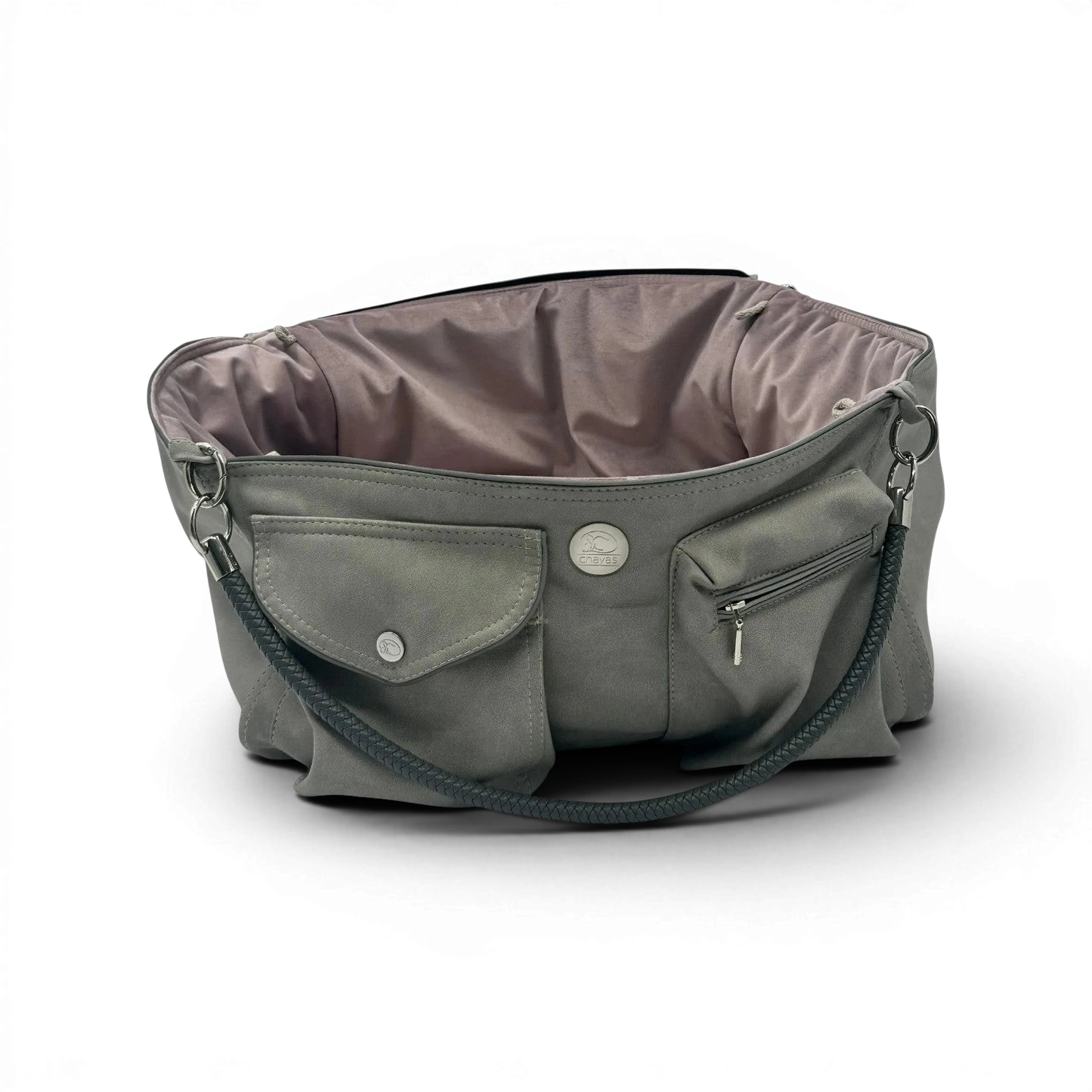 Hundetasche Weekender platingrey-dusty rose, salt & pepper Inlay