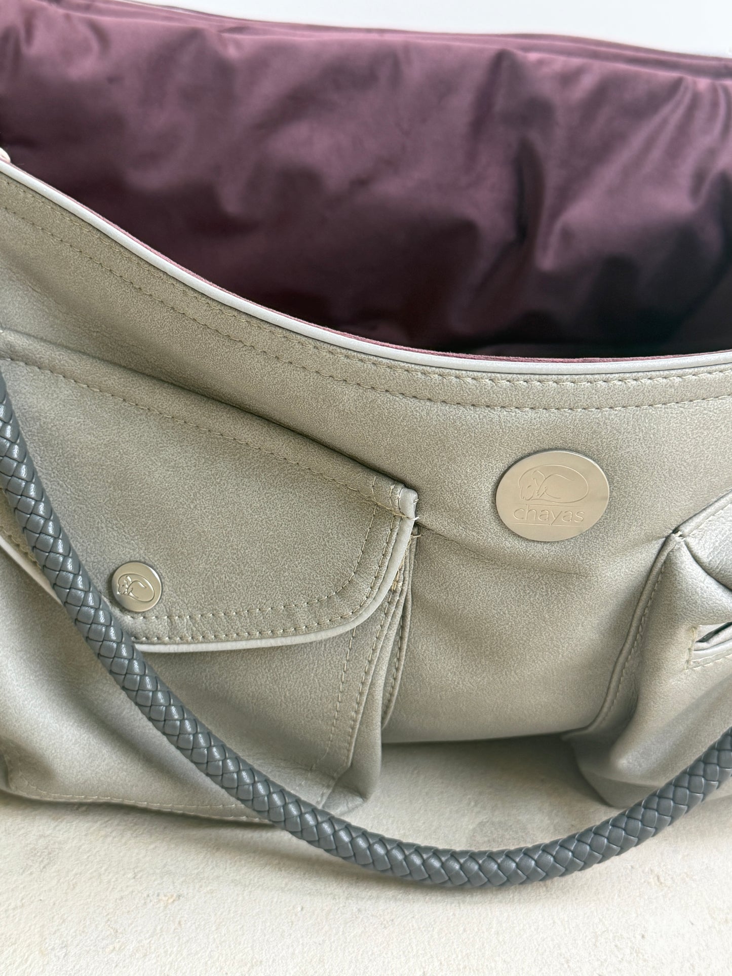 Hundetasche Weekender platingrey-wildberry, silver Inlay